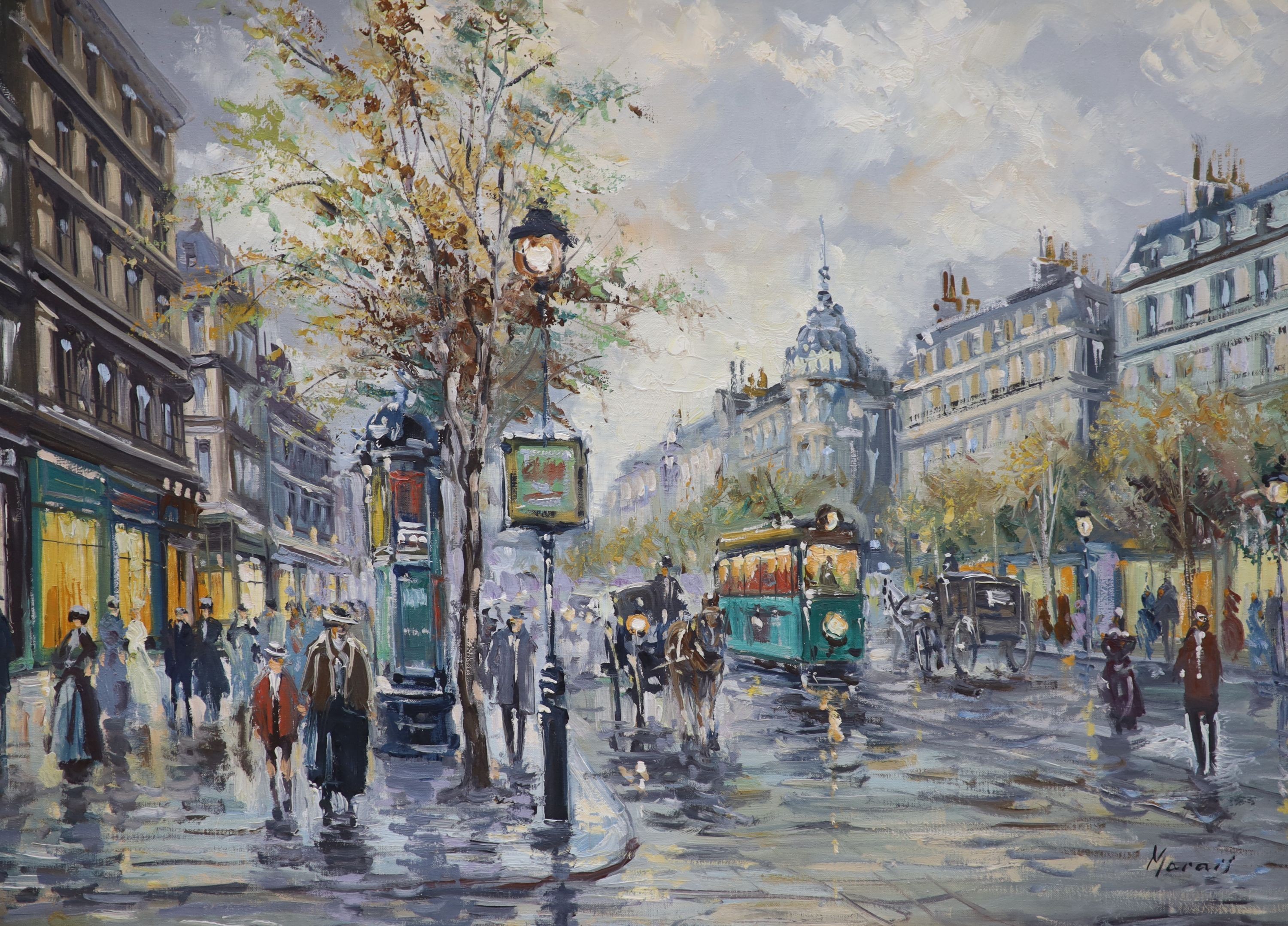 Marais, oil on canvas, Paris street scene, signed, 60 x 80cm